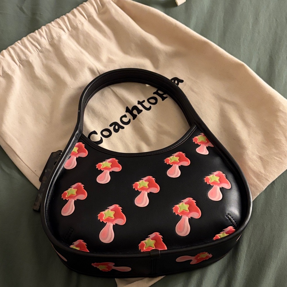 Coach Black and Pink Floral Shoulder Bag